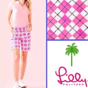 Lilly Pulitzer Luxletic Bermuda shorts pink argyle